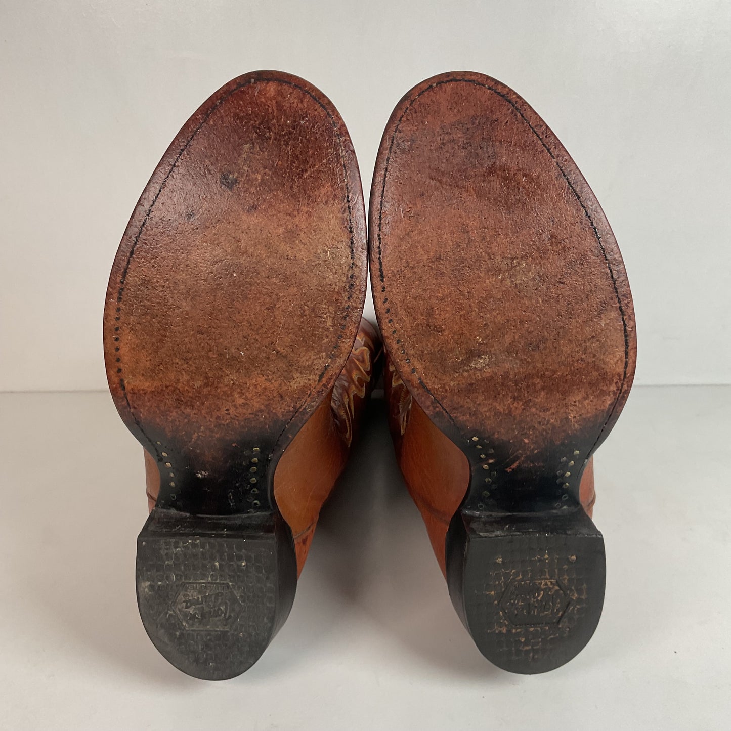 Tony Lama Bonham Cognac Smooth Ostrich 8.5 EE USA Made Distressed