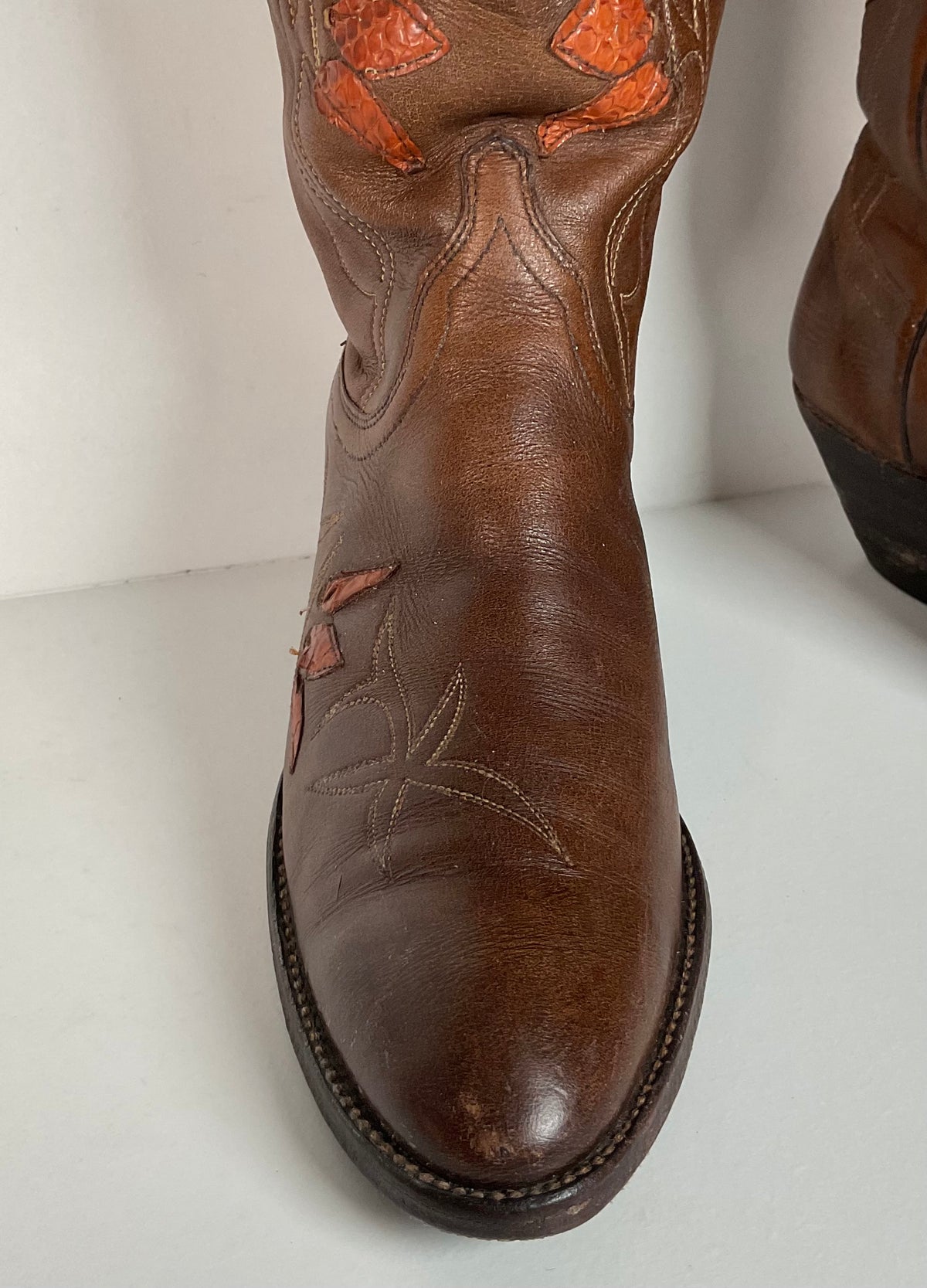 Vintage Dan Post Tulip Cowgirl Boots | Snakeskin | Men’s 8.5 | Women’s 9.5