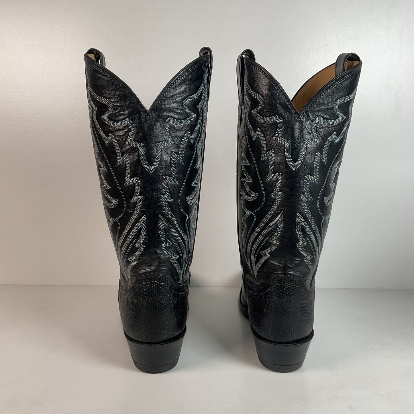 Vintage Justin Lizard Teju Cowboy Boots | USA Made | Black | Narrow | Men’s 12 B
