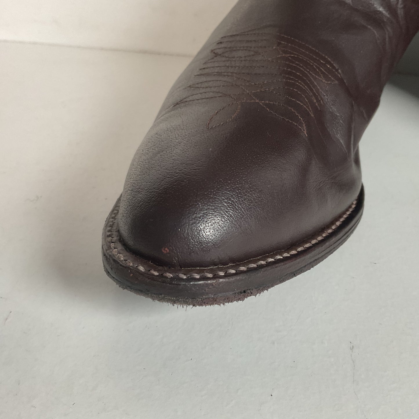 Vintage Nocona Brown Boar Skin Cowboy Boots 13 D Wild Pig