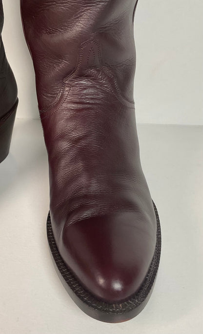 Vintage J. B. Hill Burgundy Calf Cowgirl Boots | Silver Concho Custom | 6.5 B