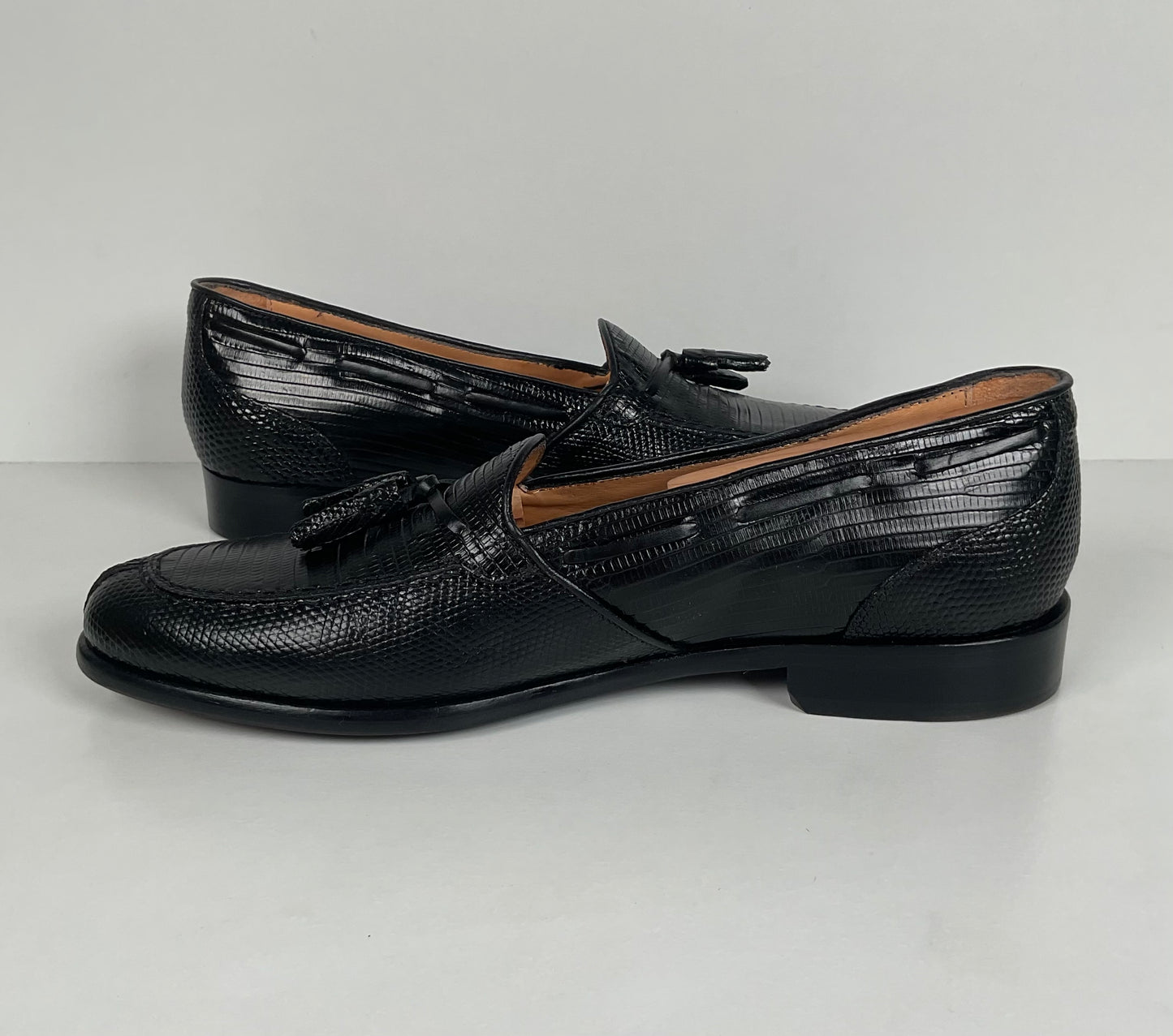 Zelli Italia | Teju Lizard Tassel Loafers | Black | Men’s 9 M
