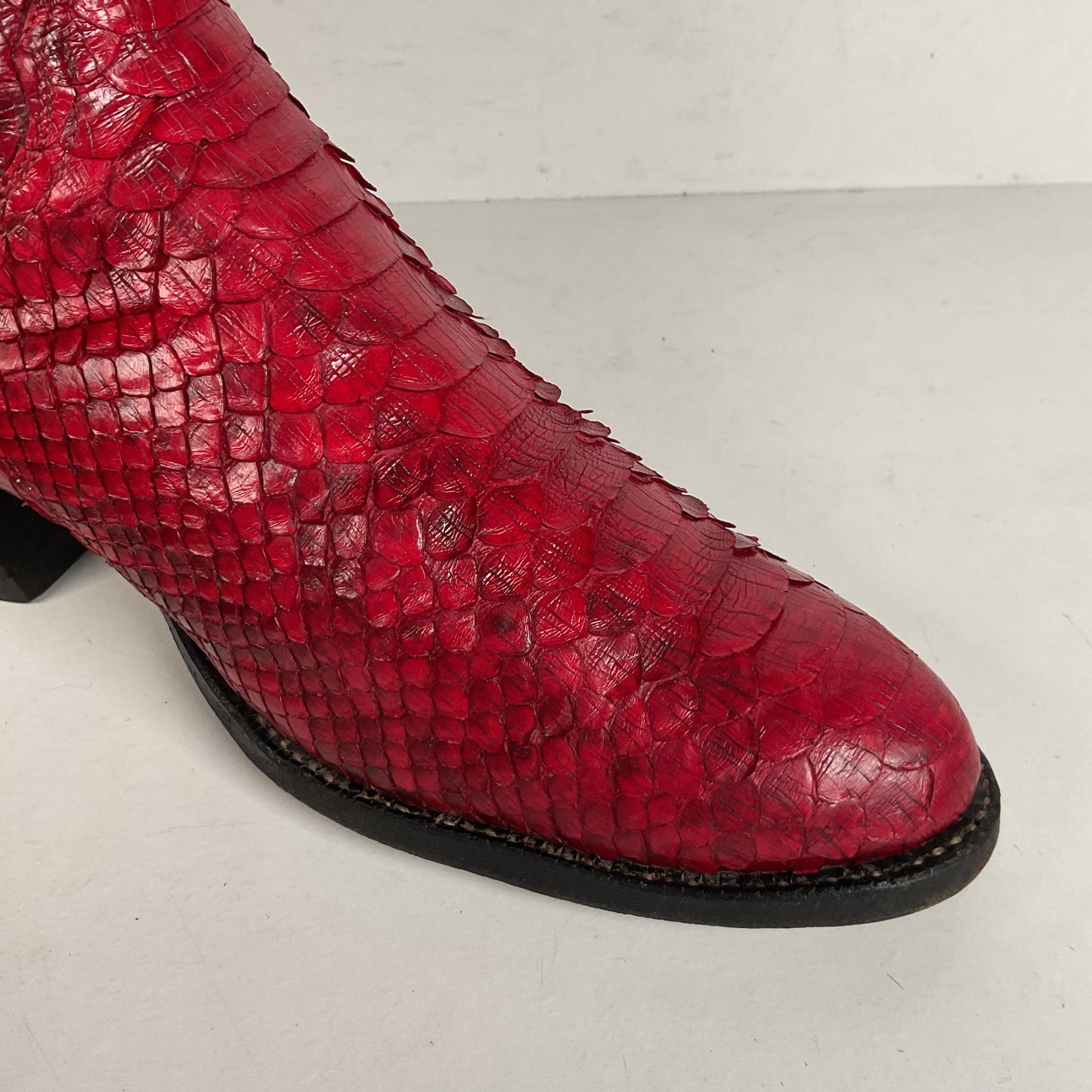 Tony Lama Full Python Cowboy Boots | Red Snakeskin | Men’s 9 | Women’s 10