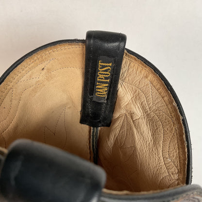 Vintage Dan Post Black Cherry Cowboy Boots — Tooled Inlay — 11 D