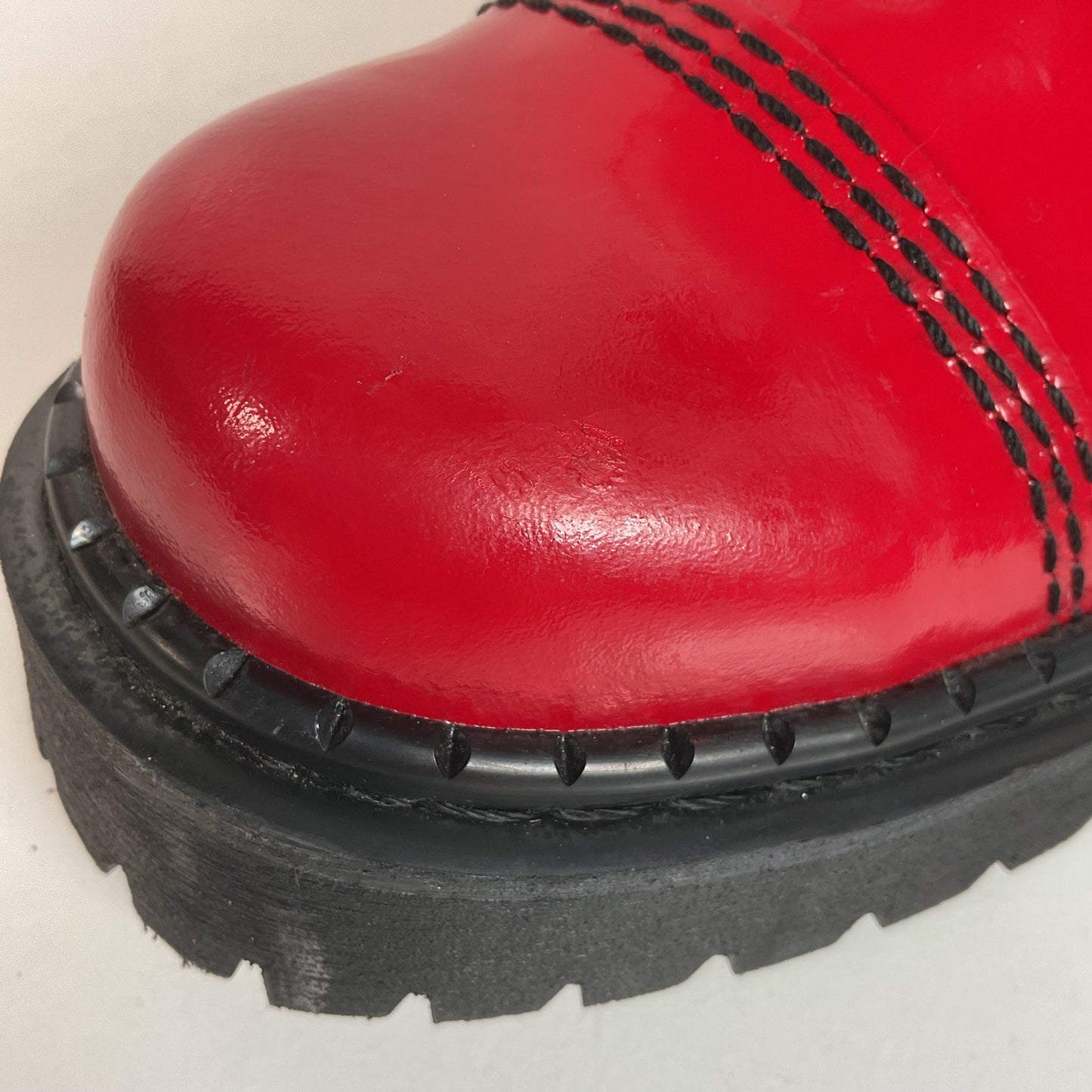 Underground England Lace Up Boots | Safety Toe | Cherry Red Patent | UK 6 | US 8