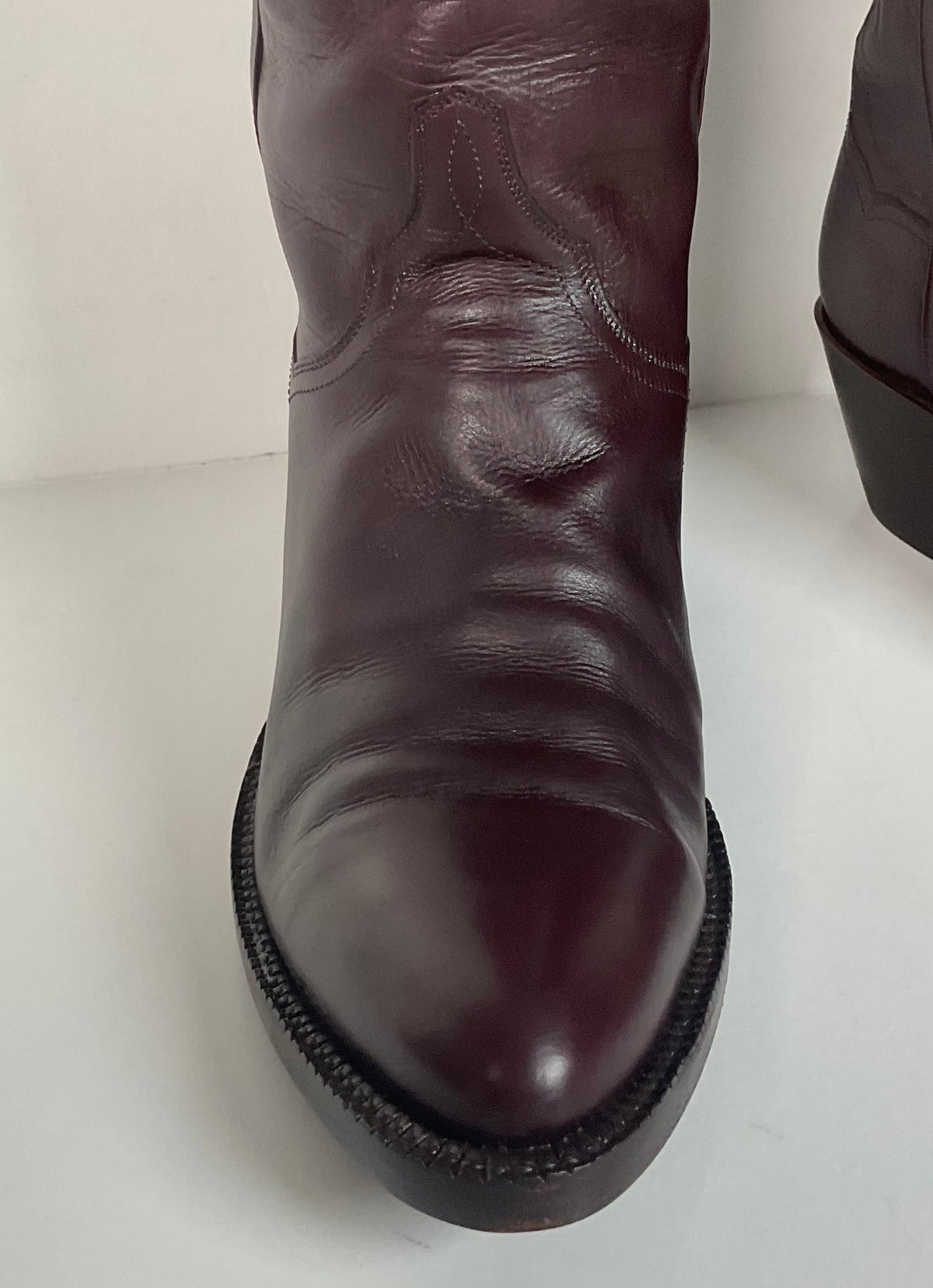 Vintage J. B. Hill Burgundy Calf Cowgirl Boots | Silver Concho Custom | 6.5 B