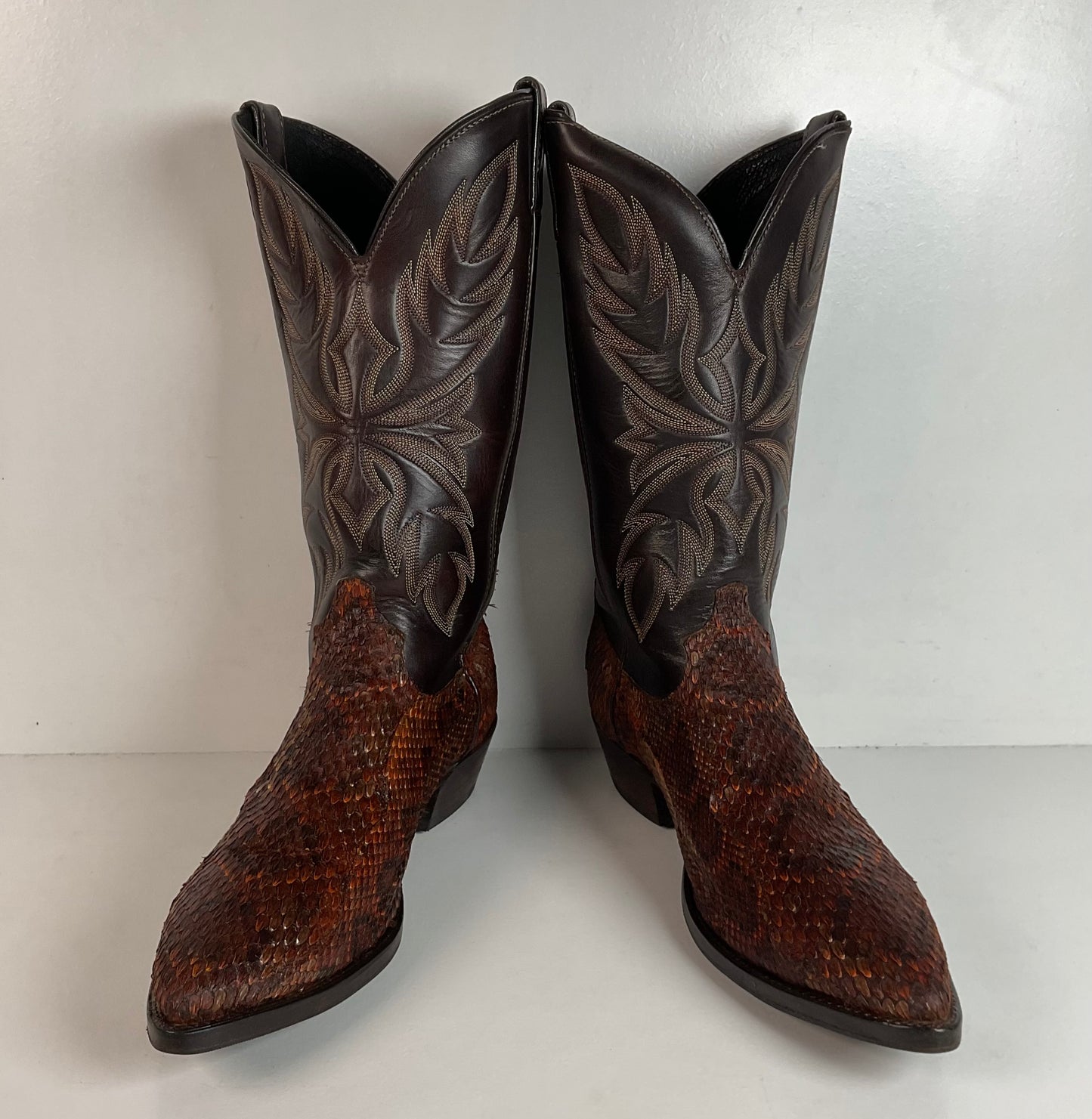 Dan Post For Code West Diamondback Rattlesnake Cowboy Boots 12 M USA Made