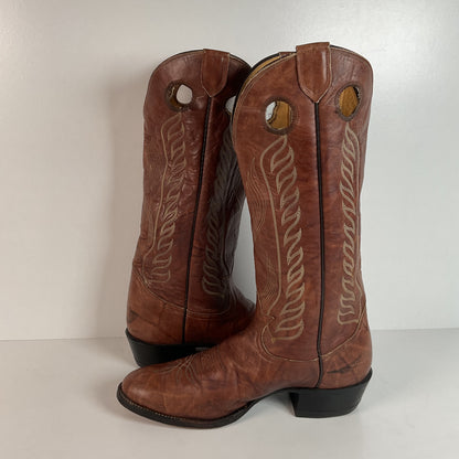 Vintage Tony Lama Buckaroo Boots | Chocolate Cow | Gold Label | 1970s | 11 D