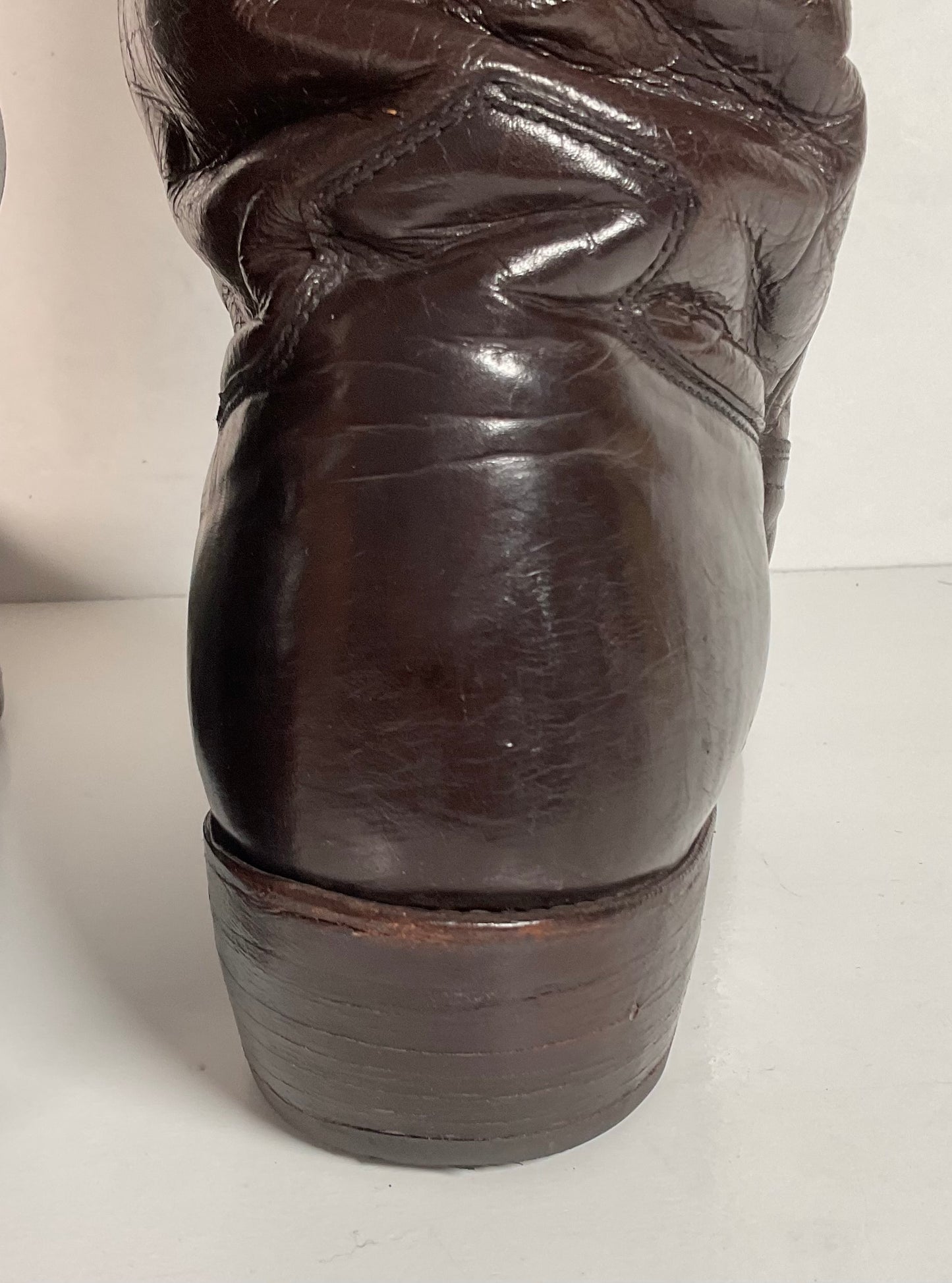 Vintage 1950s Frye Authentic Cowboy Boots 8.5 D Dark Brown Calfskin