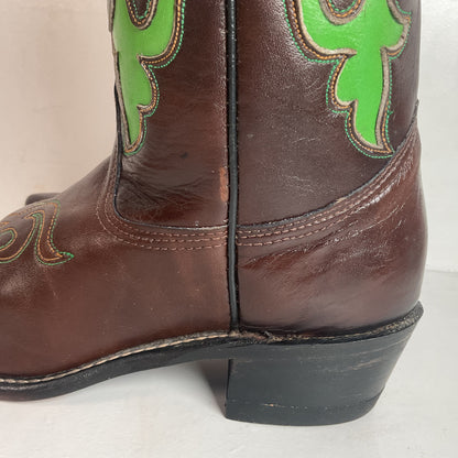 Vintage 1970s Texas Poppy Flower Cowgirl Boots 8 M USA Made