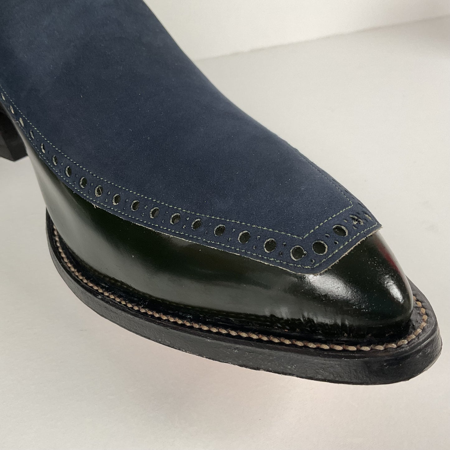 Vintage Justin Algonquin Toe Cowboy Boots | Royal Blue | Patent Leather | 12 EE