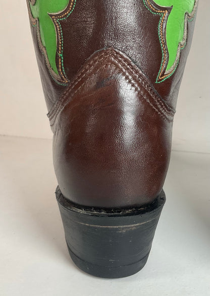 Vintage 1970s Texas Poppy Flower Cowgirl Boots 8 M USA Made