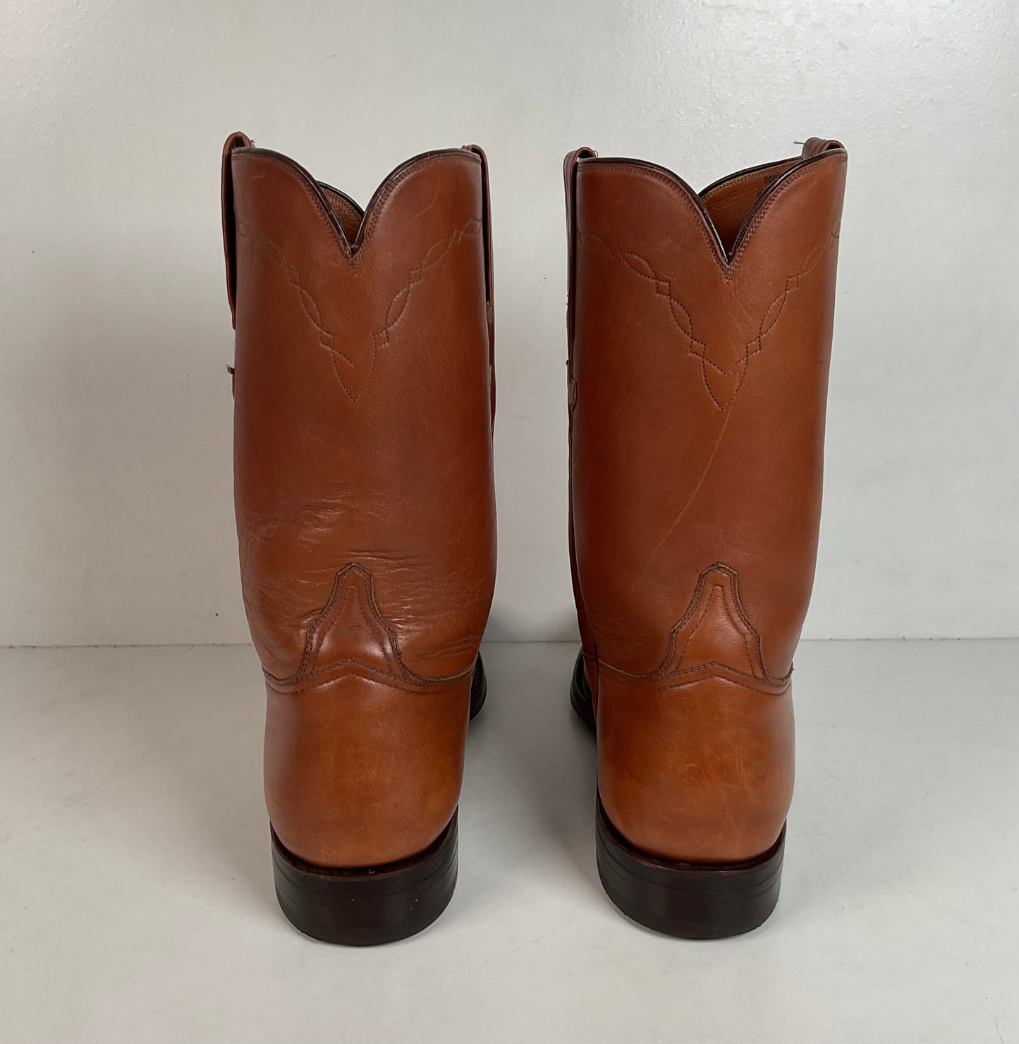 Vintage Lucchese Roper Boots 8.5 D USA Made Royal Calf