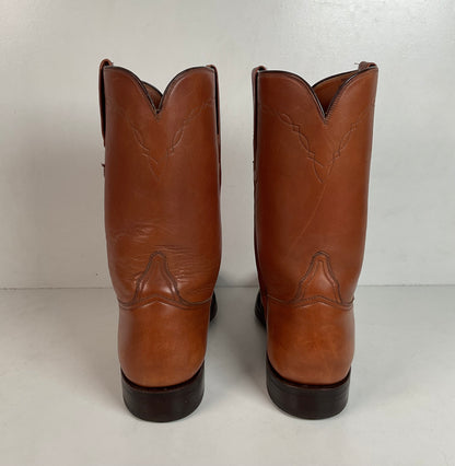 Vintage Lucchese Roper Boots 8.5 D USA Made Royal Calf