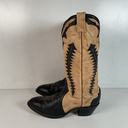 Boulet Men’s Tall Bullhide Cowboy Boots 9 E Tooled Inlay, Overlay