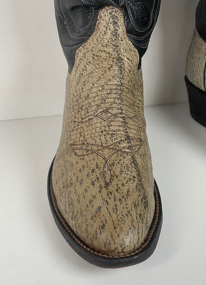 Vintage Shark Skin Cowboy Boots | Exotic | Grey | Men’s 8.5 D