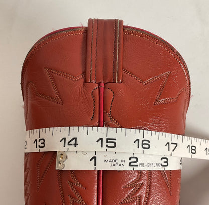 Vintage Tony Lama Burnt Orange Cowgirl Boots 6.5 C Tooled Inlay
