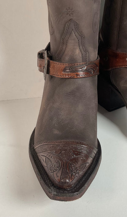 Western Harness Cowgirl Boots | Tooled | Women’s 9.5