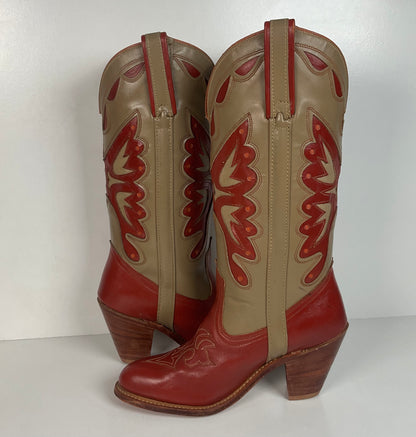 Vintage Capezio Butterfly Cowgirl Boots | Tooled Inlays | USA Made | Women’s 8 M
