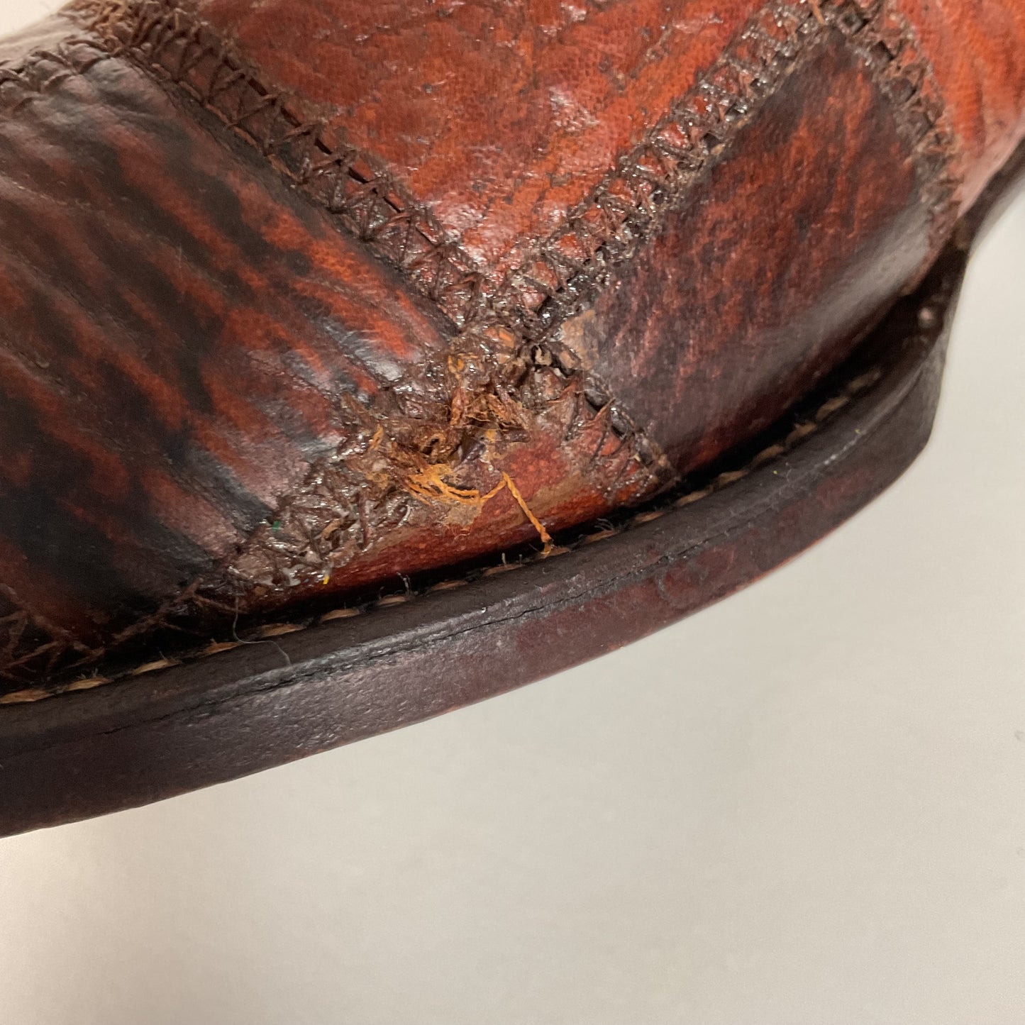 Vintage Sanders Shark Patchwork Cowboy Boots | Exotic | Extra Narrow | 11.5 AA