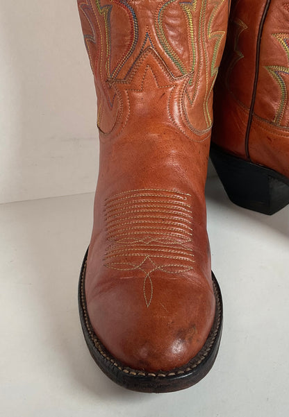 Vintage Tony Lama Buckaroo Boots | Rainbow Stitched | Men’s 8 A | Women’s 9