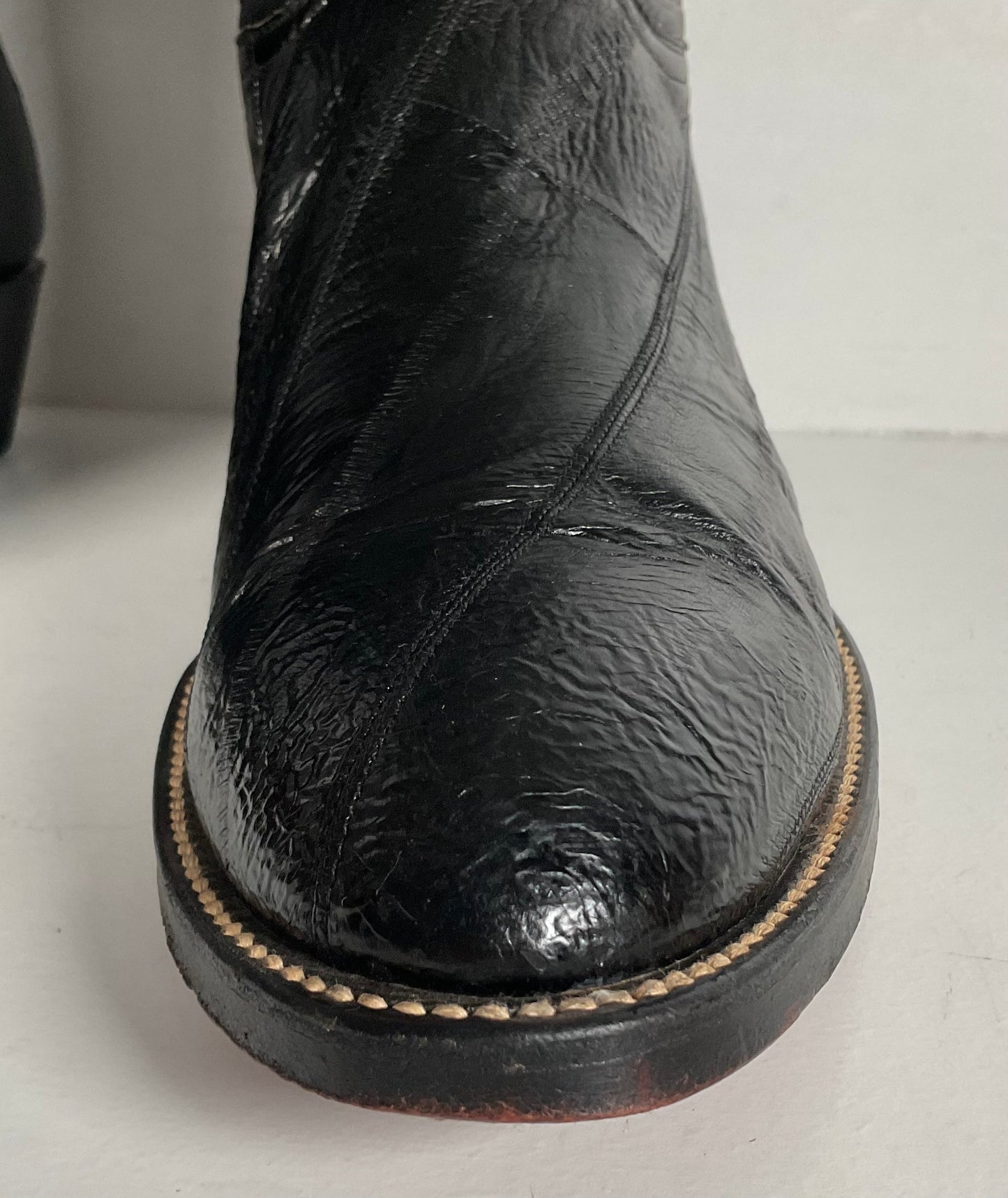 Vintage Hondo Eel Skin Cowboy Boots | Exotic | Black | Narrow | Men’s 11.5 B
