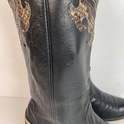 Vintage Laredo Snakeskin Overlay Cowgirl Boot 8 B USA Made Python