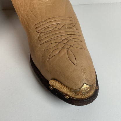 Vintage Nocona Cowboy Boots | Beige Bullhide | USA Made | Men’s 9 D