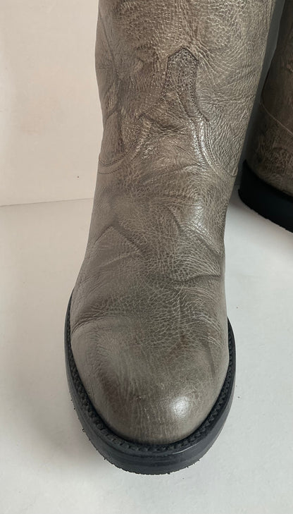 Customized Lucchese Leadville Grey Anthracite Roper Boots 8.5 D USA Mad Dog Goat