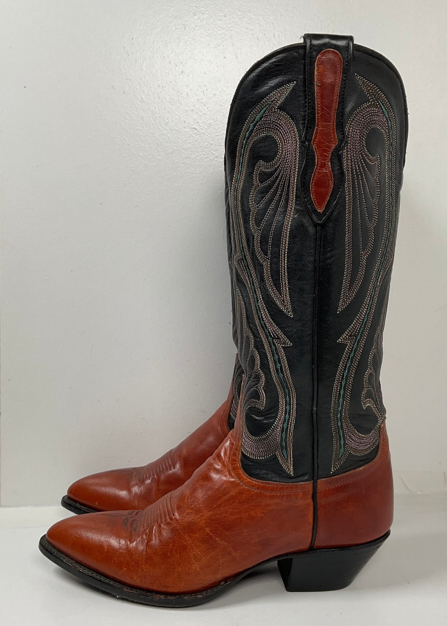 Vintage Larry Mahan Brown Cowgirl Boots 7 M USA Made