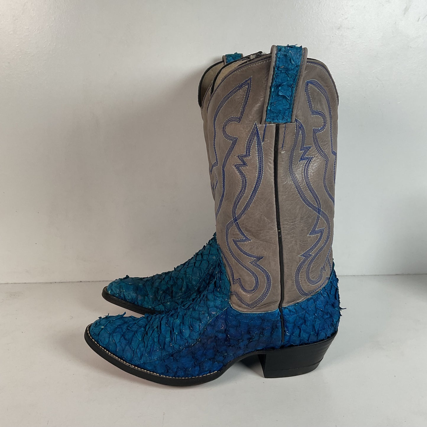 Custom Blue Sea Bass Cowboy Boots Men’s 7.5 | Women’s 8.5 Exotic