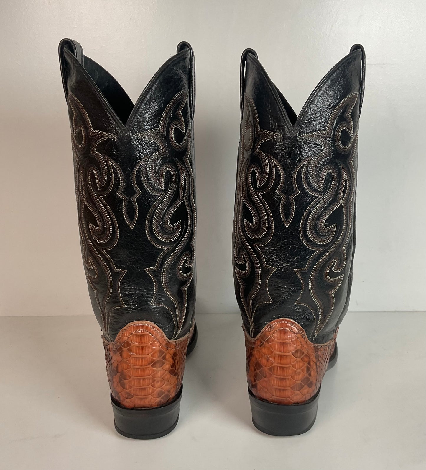Dan Post Rust Brown Python Snakeskin Cowboy Boots 9 D Back Cut