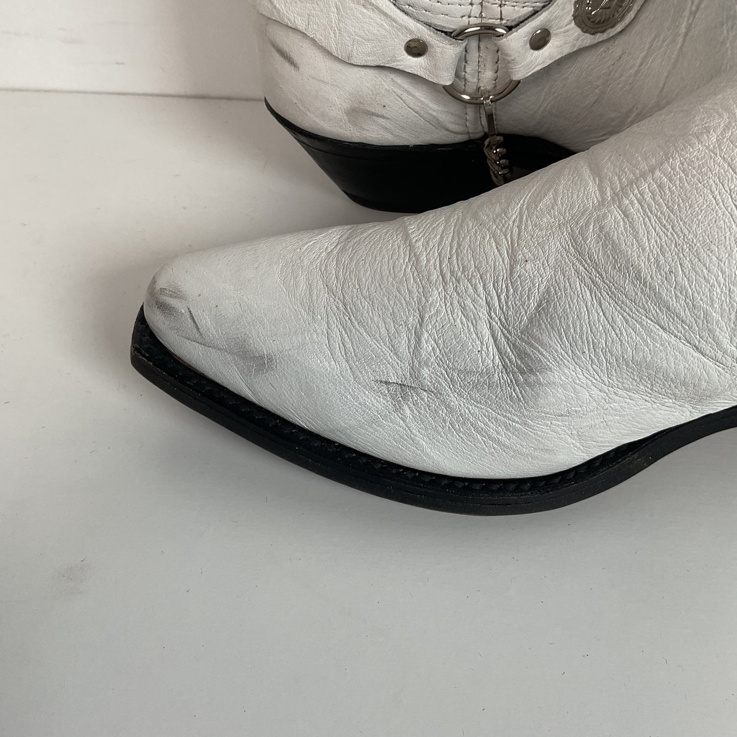 Abilene Wedding White Western Harness Boots 7.5 M Cowgirl