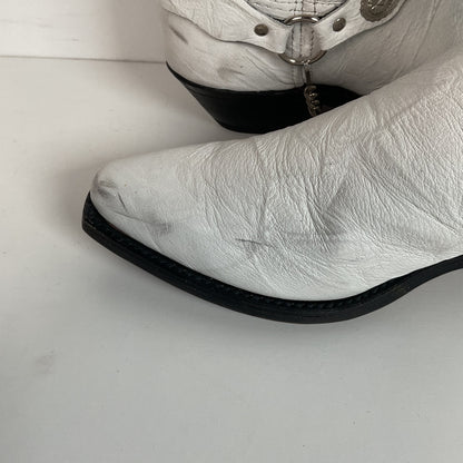 Abilene Wedding White Western Harness Boots 7.5 M Cowgirl