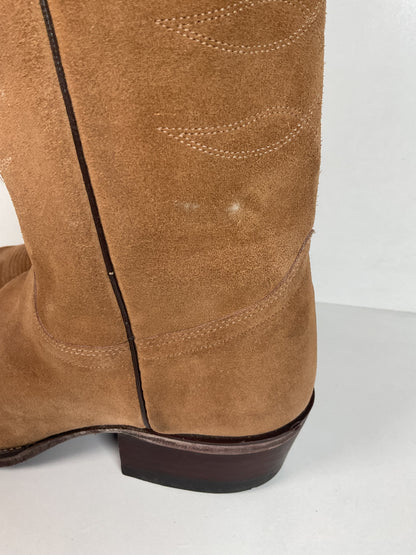 Vintage J. Chisholm Rough Out Suede Cowboy Boots 9.5 D USA Made