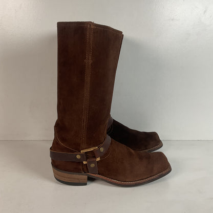 1970s Sears Chocolate Suede Harness Boots Men’s 10 B (Narrow) USA Made
