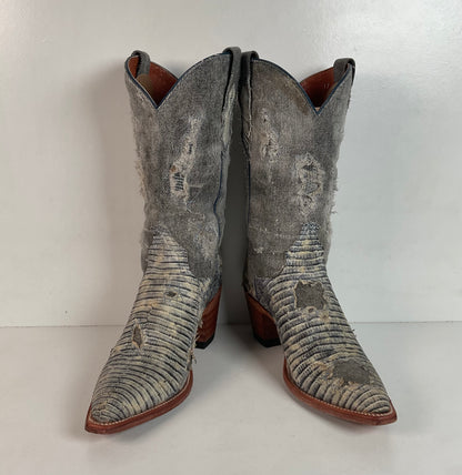 Dan Post Buckshot Lizard Cowgirl Boots 7.5 M Halloween Denim