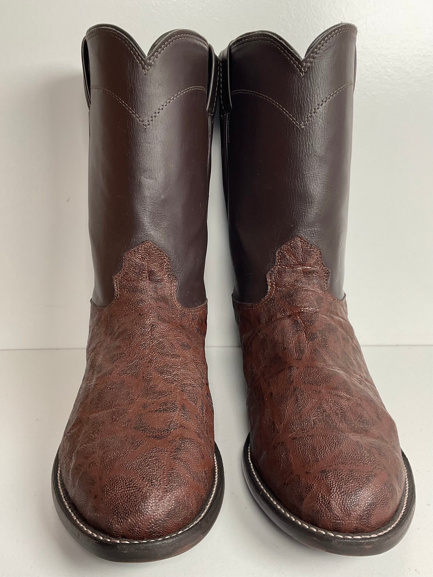 Vintage Larry Mahan Elephant Roper Cowboy Boots 10.5 E Exotic