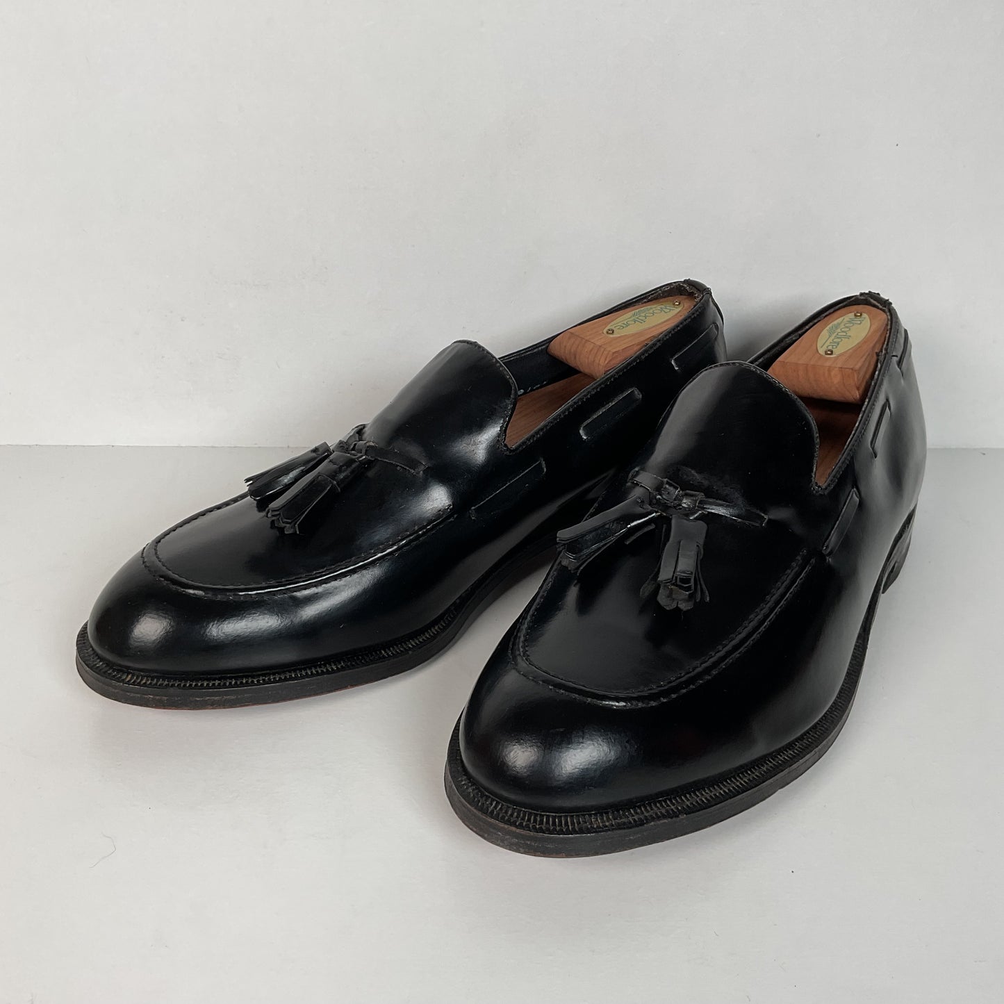 Vintage Florsheim Tassel Loafers | USA Made | Black Veal | High Shine | 10 EEE
