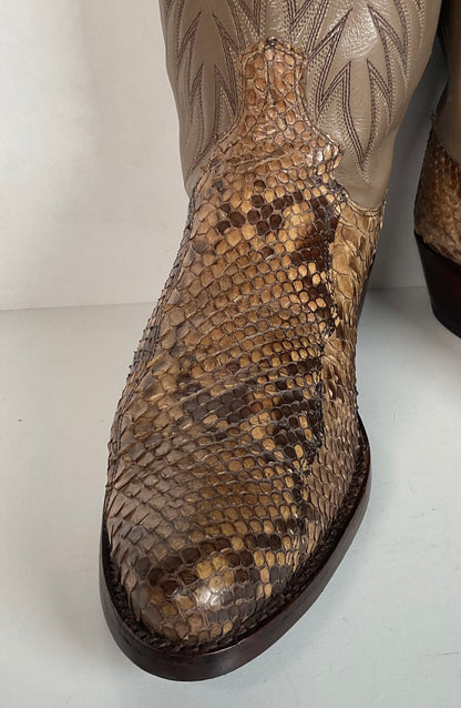 Dan Post Front Cut Python Cowboy Boots 9 D Snakeskin USA Made Recrafted