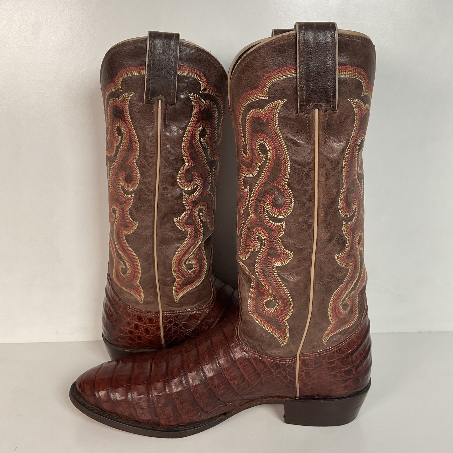 Nocona Exotic Caiman Crocodile Cowboy Boots 9 D Belly Cut USA