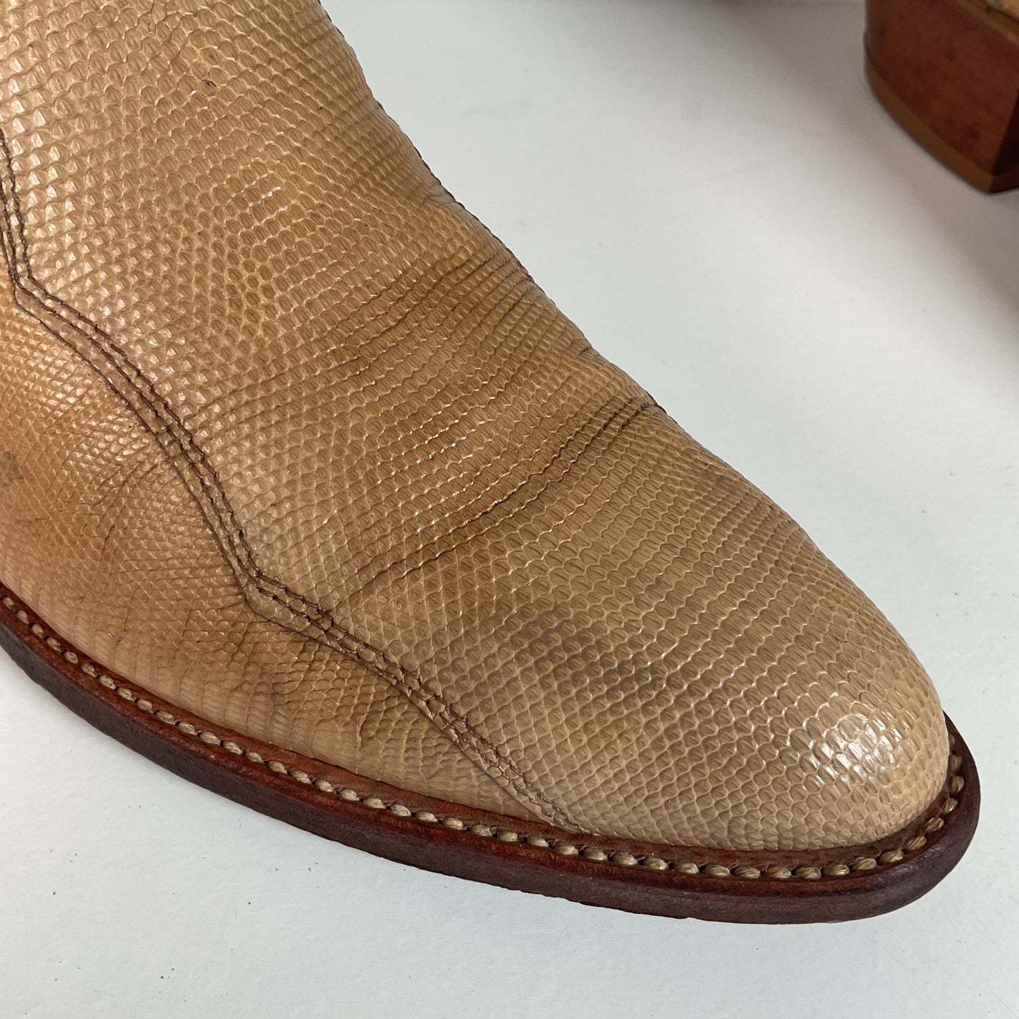 Vintage Dan Post Monitor Lizard Cowboy Boots | Golden Spur Collection | Blonde | 10 D