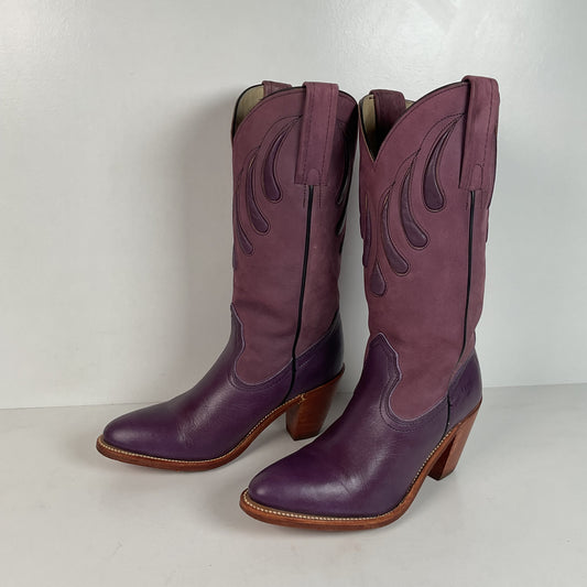 Vintage Frye Cowgirl Boots | Bear Claw | Purple | USA Made | Women’s 6.5 B