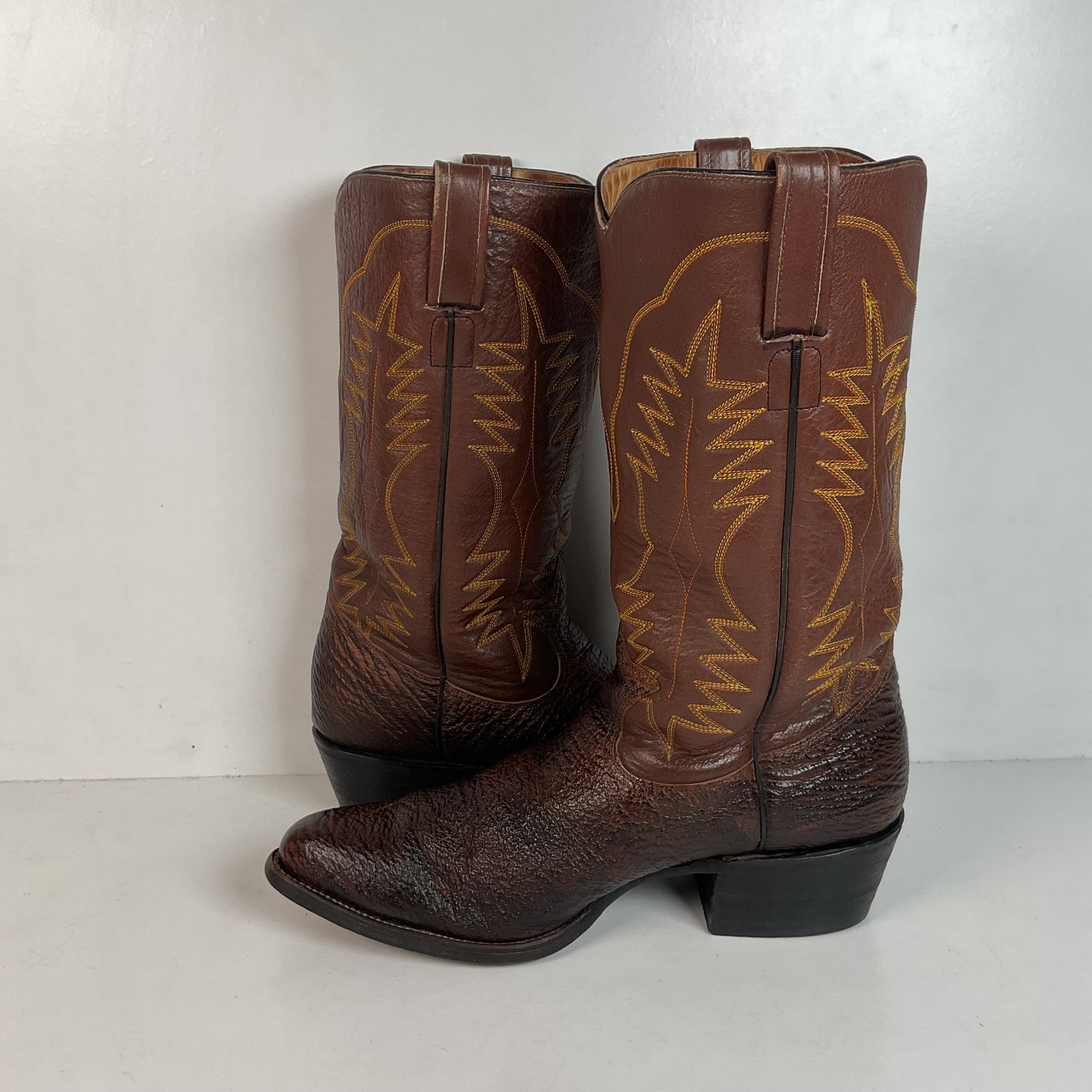 Vintage Brown Shark Skin Cowboy Boots 10 D Exotic