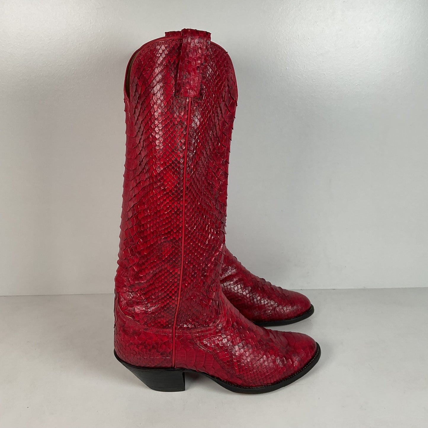 Tony Lama Full Python Cowboy Boots | Red Snakeskin | Men’s 9 | Women’s 10