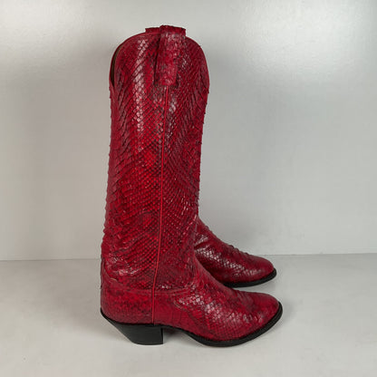 Tony Lama Full Python Cowboy Boots | Red Snakeskin | Men’s 9 | Women’s 10