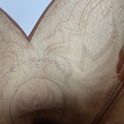 Vintage Dan Post Smooth Ostrich Cowboy Boots | Exotic | Tooled Overlay | 10.5 D