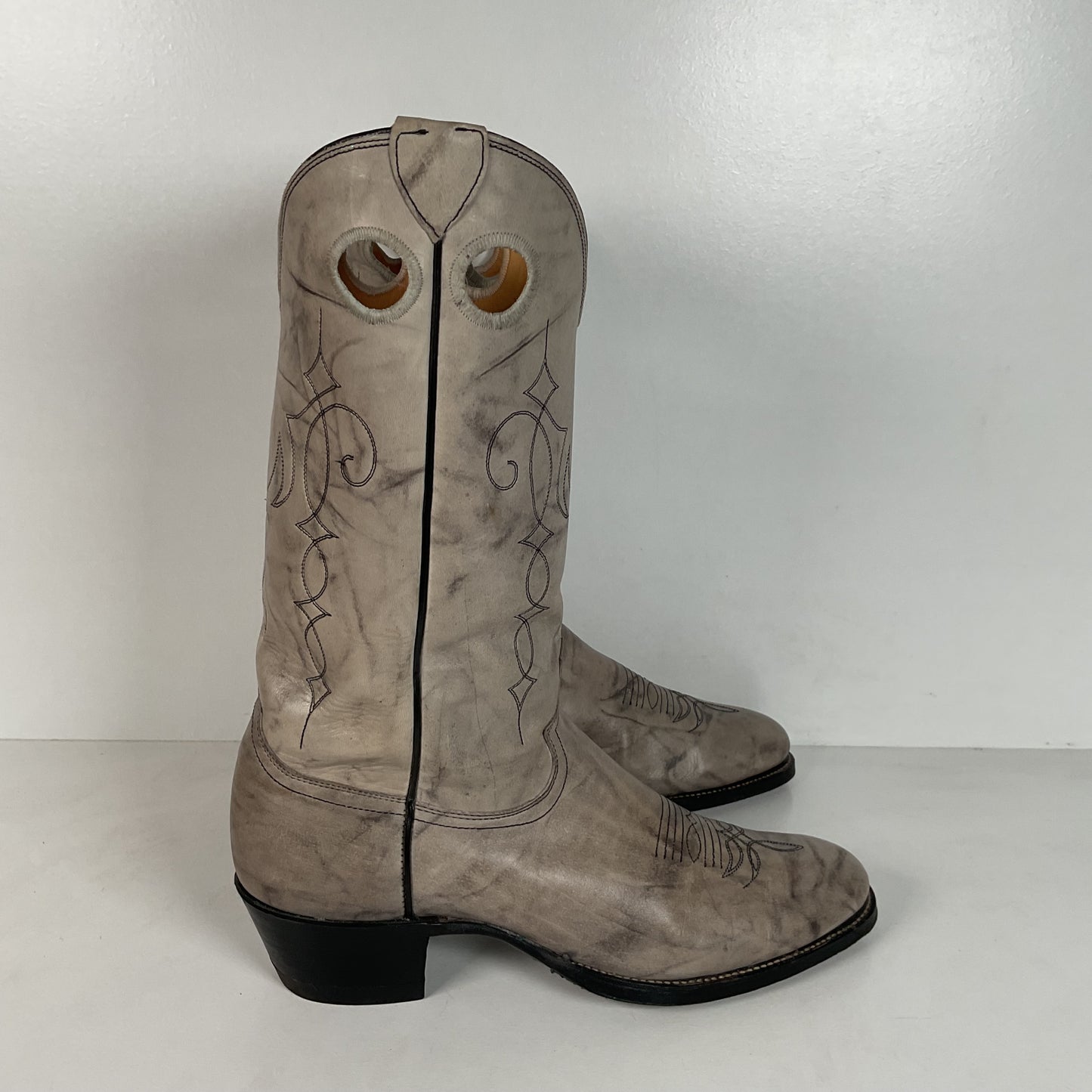 Vintage Justin Marbled Cowboy Boots | USA Made | Punchy | Grey | Men’s 9 D