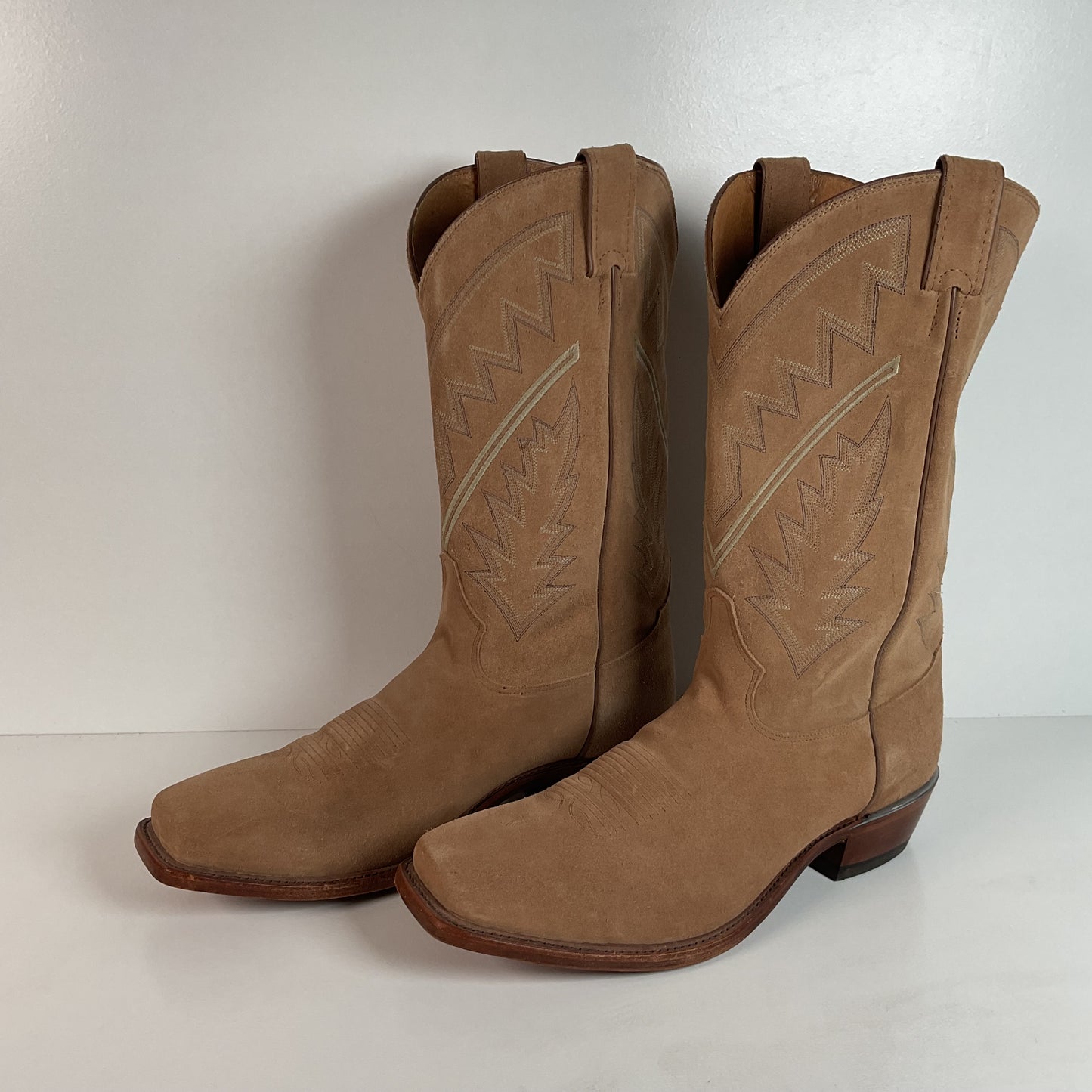 Tony Lama Suede Cowboy Boots | USA Made | Sand Mojave | 11.5 EE