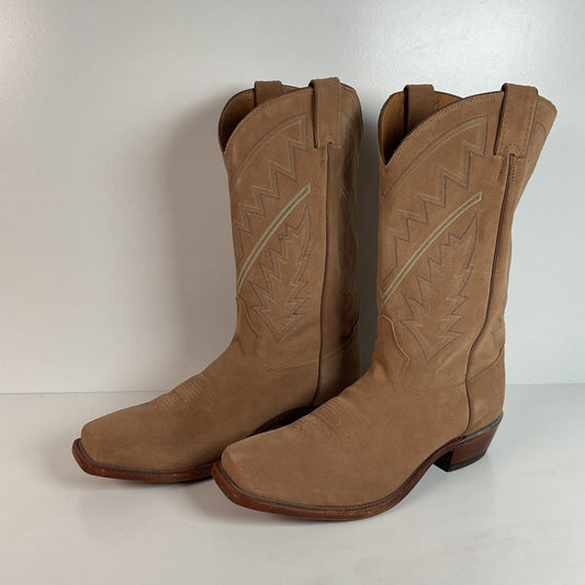 Tony Lama Suede Cowboy Boots | USA Made | Sand Mojave | 11.5 EE